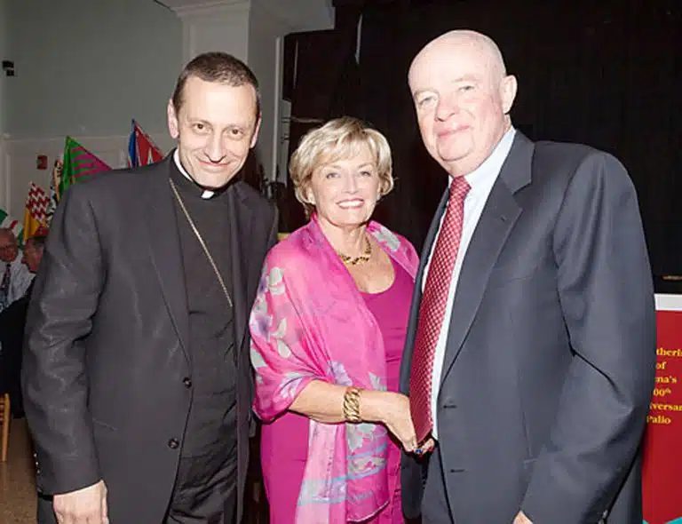 Bishop Frank J. Caggiano with Mary Alice and Thomas O'Malley