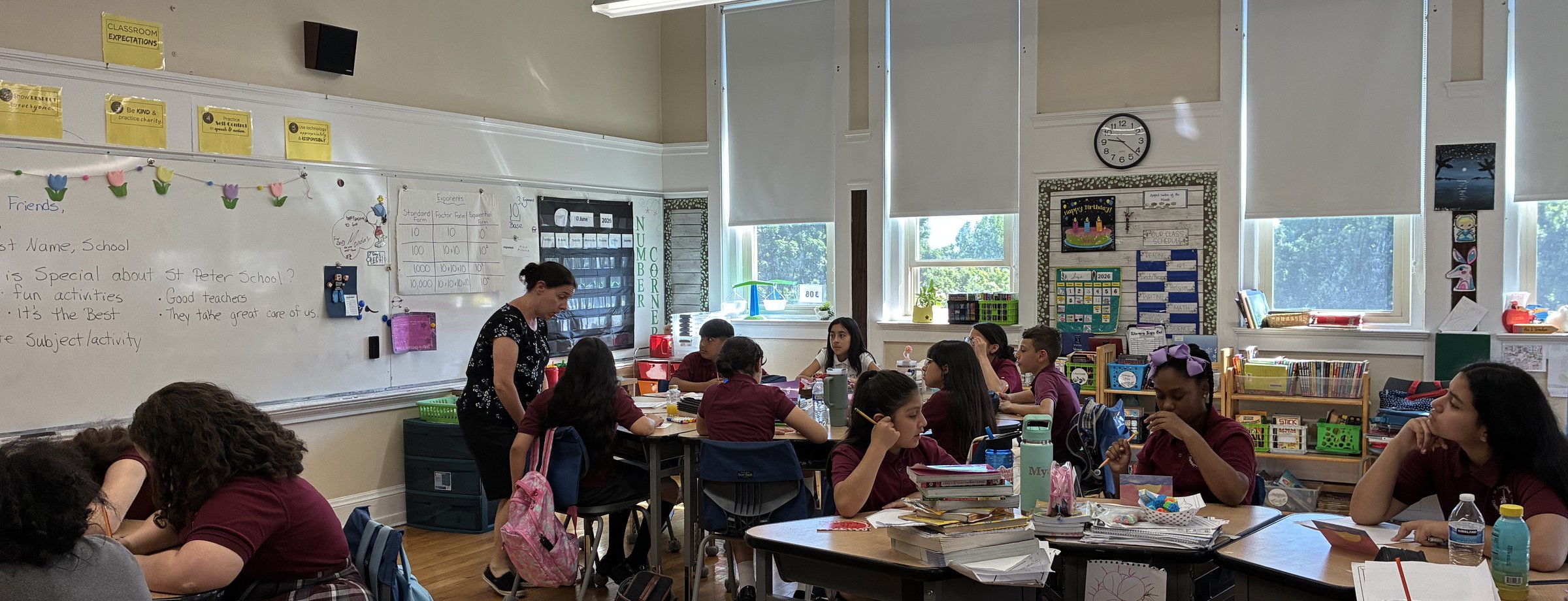 Students in a Catholic school classroom